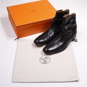 Hermes Mens Black Jodphur Leather Boots Eu 43.5 - US 10.5 +Box